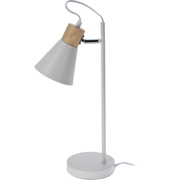 Kovová stolná lampa s dreveným podstavcom Solano biela, 14 x 47 cm Kovová stolná lampa s dreveným podstavcom Solano biela, 14 x 47 cm